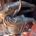 Olifant messing beslagen op hardhout, Ophalen of Verzenden
