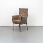 6x Montis Chaplin eetkamerstoelen taupe/bruin - zwart/dop, Ophalen of Verzenden, Zo goed als nieuw, Leer