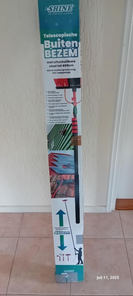 telescopische buitenbezem(ramenwasser), Doe-het-zelf en Verbouw, Glas en Ramen, Zo goed als nieuw, 160 cm of meer, Ophalen