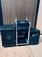 Complete PA Set - Mixer, Versterker , 3 luidsprekers, Subw, Muziek en Instrumenten, Versterkers | Keyboard, Monitor en PA, Ophalen