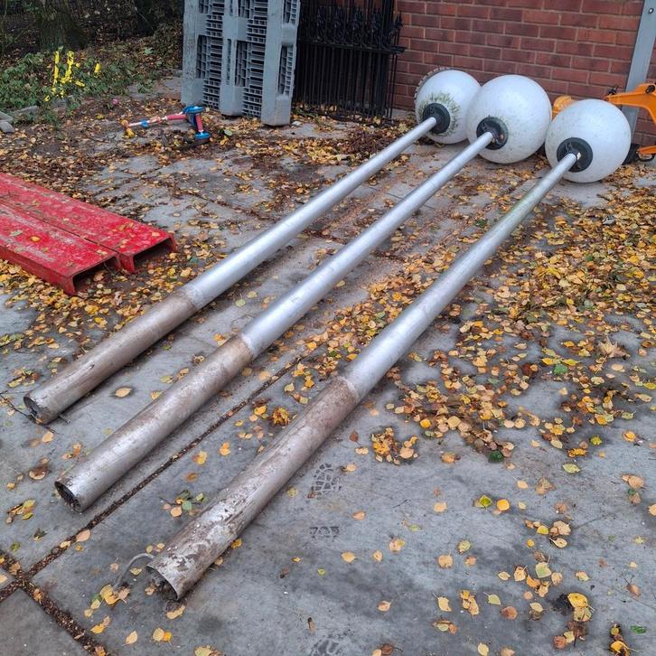 Aluminium Lantaarnpalen met Bol, Tuin en Terras, Buitenverlichting, Gebruikt, Staande lamp, Aluminium, Minder dan 50 watt, Netvoeding