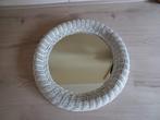 Vintage witte rotan spiegel rond, Huis en Inrichting, Woonaccessoires | Spiegels, Minder dan 50 cm, Gebruikt, Rond, Ophalen of Verzenden