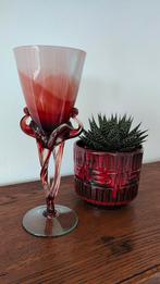 design vaas rood wit glas kristal Jozefina Krosno glaskunst, Ophalen of Verzenden