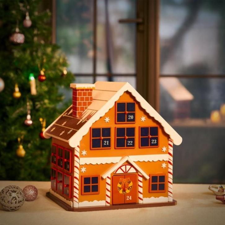 Houten Adventskalender Winterhuisje – 29x21x32cm, Diversen, Kerst, Nieuw, Ophalen of Verzenden