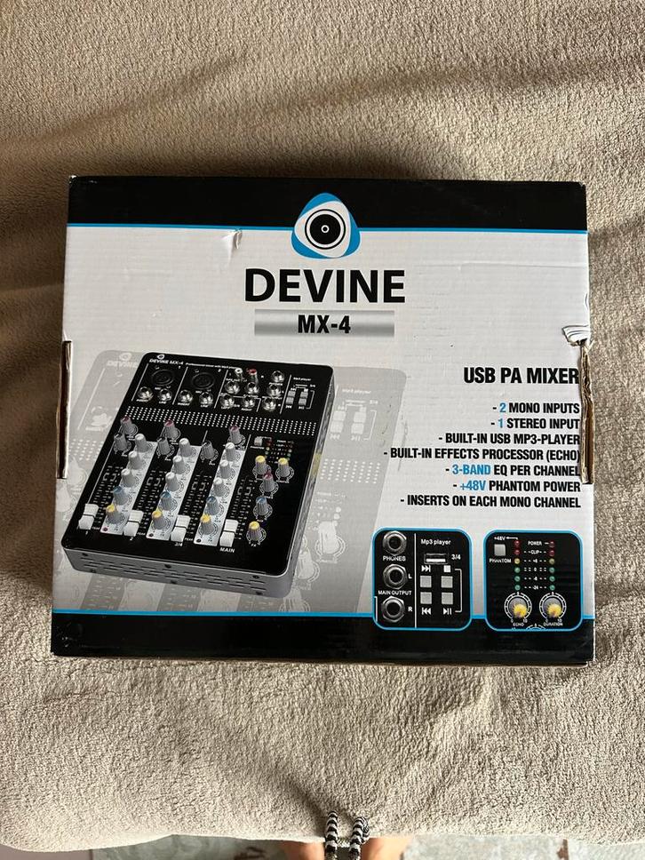 Devine MX4 Compacte Mixer - Nieuw!, Muziek en Instrumenten, Mengpanelen, Nieuw, Minder dan 5 kanalen, Microfooningang, Ophalen of Verzenden