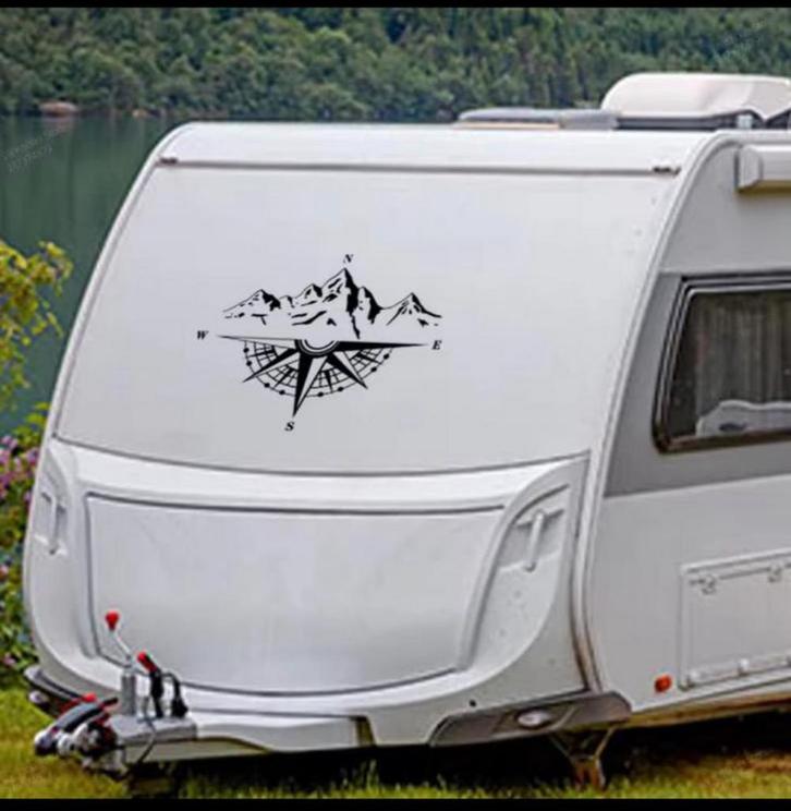 Berg Kompas Auto Sticker - Busje & Camper Styling, Auto diversen, Autostickers, Verzenden
