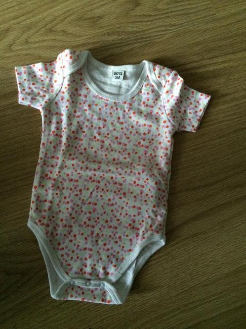 Witte romper 68 74 roze stippen meisje babygirl rompers, Kinderen en Baby's, Babykleding | Maat 68, Nieuw, Meisje, Nacht- of Onderkleding