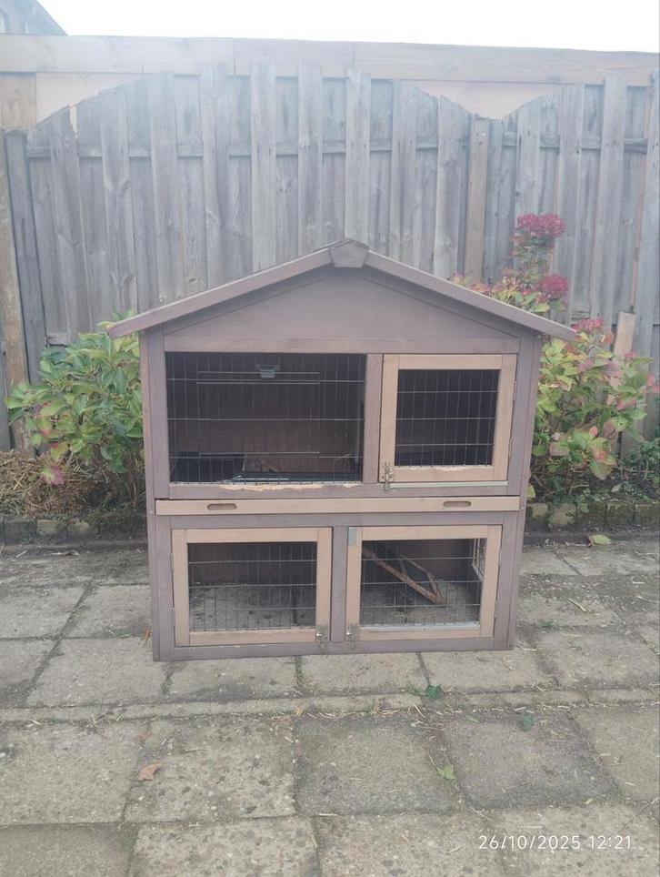 Konijnenhok voor buiten, Dieren en Toebehoren, Knaagdieren en Konijnen | Hokken en Kooien, Gebruikt, Hok, 90 cm of meer, 75 tot 110 cm