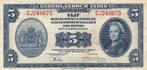 Nederlandsch -Indië Wilhelmina-biljet 5 gulden 2.3.1943-P113, Postzegels en Munten, Bankbiljetten | Nederland, Verzenden, 5 gulden