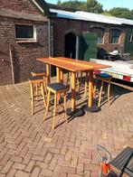 6 Beukenhouten Barkrukken + 2 Gratis Statafels, Ophalen, Met voetsteun, 60 tot 90 cm, Zo goed als nieuw