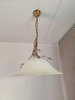 Matglazen Plafondlamp hanglamp met Gouden Blaadjes, Ophalen, Gebruikt, Vintage, Glas