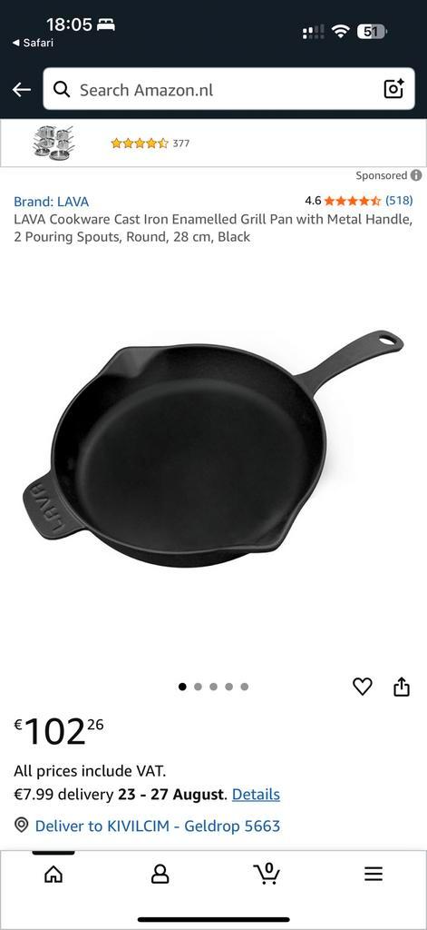 Lava Gietijzeren Koekenpan – 30 cm, Enkele Handgreep (Nieuw), Huis en Inrichting, Keuken | Potten en Pannen, Nieuw, Koekenpan of Braadpan