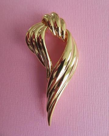 jwg Grote vintage 70s 80s lint design broche goud verguld beschikbaar voor biedingen