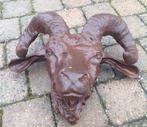 Hele mooie grote kop van gietijzer ram voor tegen de wand., Ophalen of Verzenden, Nieuw, Metaal, Dierenbeeld