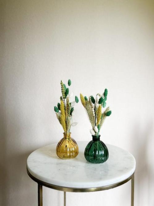 ACTIE SET Droogbloemen – Set van 2 Mini boeketjes(incl. vaas, Huis en Inrichting, Woonaccessoires | Droogbloemen, Nieuw, Verzenden