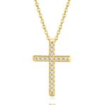 18K Verguld 925 Sterling Zilveren Damesketting, Nieuw, Ophalen of Verzenden, Met kristal, Goud
