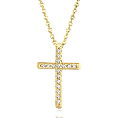 18K Verguld 925 Sterling Zilveren Damesketting, Sieraden, Tassen en Uiterlijk, Kettingen, Nieuw, Zilver, Goud, Met hanger, Met kristal