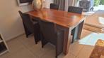 Eettafel met 4 lederen stoelen, Ophalen, Gebruikt, 50 tot 100 cm, 150 tot 200 cm