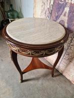 Klassieke Bijzettafel met Marmeren Blad, Huis en Inrichting, Tafels | Bijzettafels, Gebruikt, Klassiek, Rond, 60 cm of meer