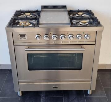 ️ Luxe Fornuis Boretti 90 cm rvs + rvs frytop 1 oven