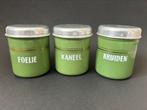 Reseda Groen setje Kruidenbusjes (met bies), Antiek en Kunst, Antiek | Emaille, Ophalen of Verzenden