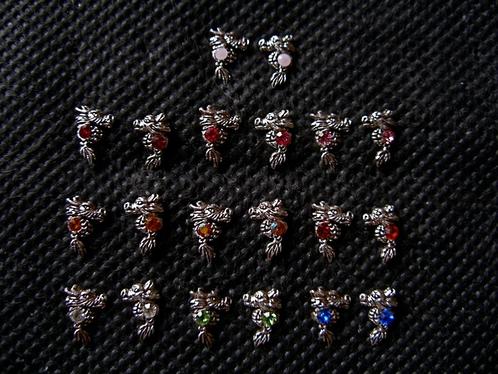 Zilveren 925 zilver oorknopjes oorstekers draak + steentje, Sieraden, Tassen en Uiterlijk, Oorbellen, Nieuw, Knopjes of Stekers