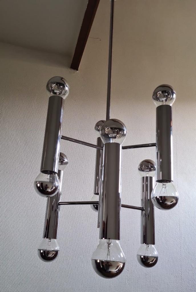 Hanglamp Gaetano Sciolari, Maison Boulanger, 60/70s, 12 E24, Antiek en Kunst, Antiek | Lampen, Ophalen of Verzenden