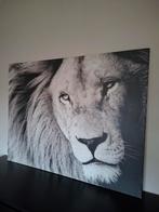 Mooie leeuwenkop op canvas zwart wit, Huis en Inrichting, Woonaccessoires | Schilderijen, Tekeningen en Foto's, Ophalen, Zo goed als nieuw