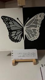 Vlinder Schilderij - Zwart Wit Vleugel - Acryl, Antiek en Kunst, Ophalen of Verzenden