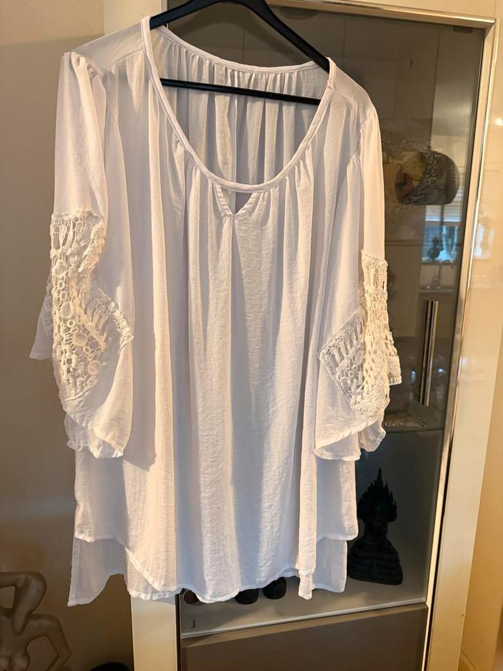 Witte tuniek maat 52 merk Mat, Kleding | Dames, Grote Maten, Zo goed als nieuw, Blouse of Tuniek, Wit, Ophalen of Verzenden