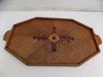 Dienblad met houtinleg art deco vintage octagonale vorm  Ach, Ophalen of Verzenden, Gebruikt, Hout