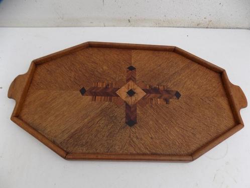 Dienblad met houtinleg art deco vintage octagonale vorm  Ach, Huis en Inrichting, Woonaccessoires | Dienbladen, Gebruikt, Hout