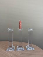 3x Villeroy en Boch kristallen kaarsenhouder. LxBxH 7x7x20cm, Overige materialen, Ophalen of Verzenden, Zo goed als nieuw, Kandelaar