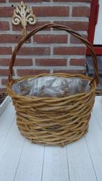 Mooie Grote Vintage Wilg - Rotan - Rieten Mand met Handvat, Huis en Inrichting, Overige materialen, Rond, Gebruikt, Mand