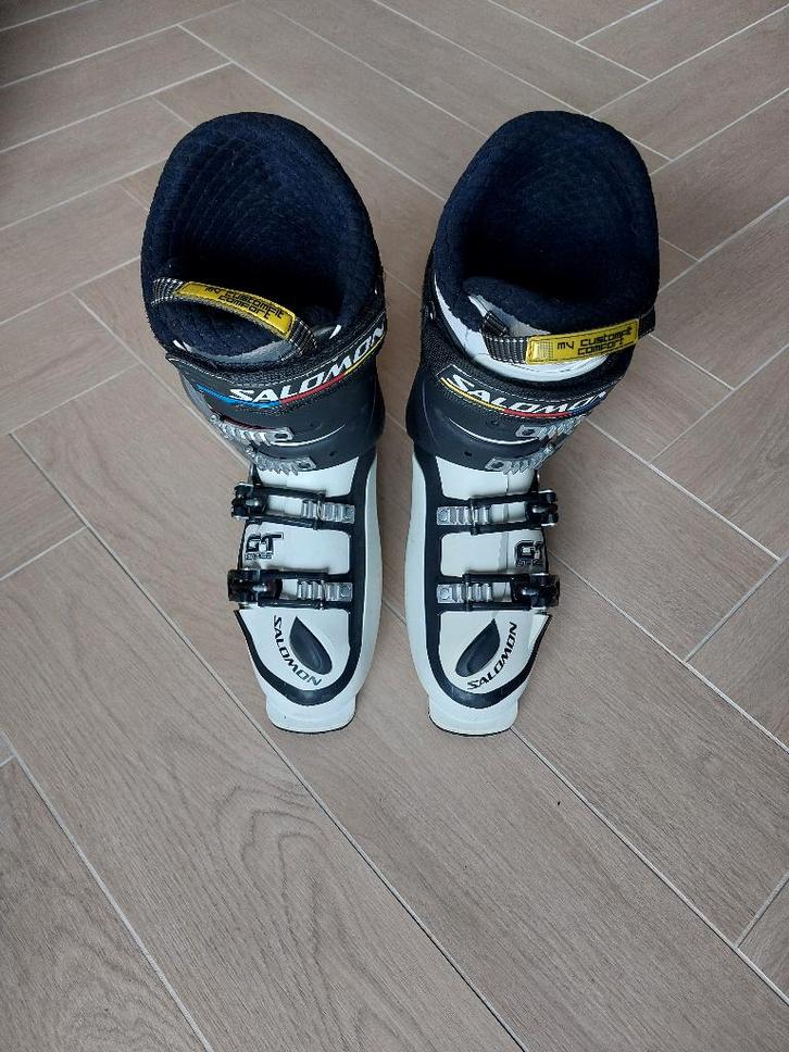 Salomon Skischoenen Zwart Wit 28.0 maat 42, Sport en Fitness, Skiën en Langlaufen, Zo goed als nieuw, Schoenen, Skiën, Salomon