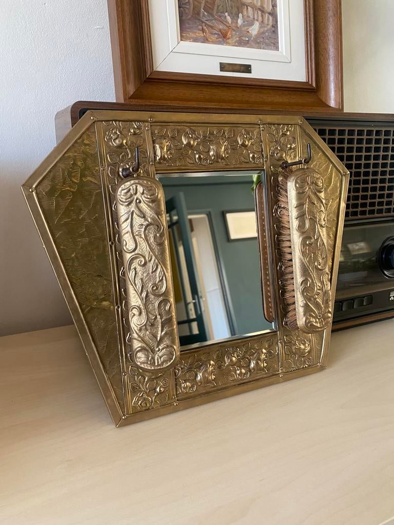 Messing vintage spiegel borstels, Ophalen of Verzenden