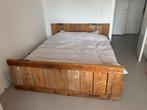 Steigerhouten bed 185x205 + lattenbodems (evt. matrassen), Huis en Inrichting, Slaapkamer | Bedden, Gebruikt, Bruin, Steigerhout