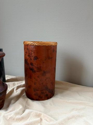 Vintage bruin zwart wabisabi stijl ceramic vaas h24cm beschikbaar voor biedingen