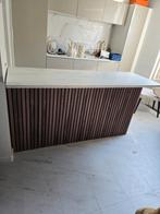Kookeiland met marmeren blad, Huis en Inrichting, 100 tot 150 cm, 100 tot 150 cm, Bruin, Ophalen of Verzenden