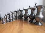 Complete set van 8 tinnen kannen met deksel – gemerkt, Ophalen of Verzenden