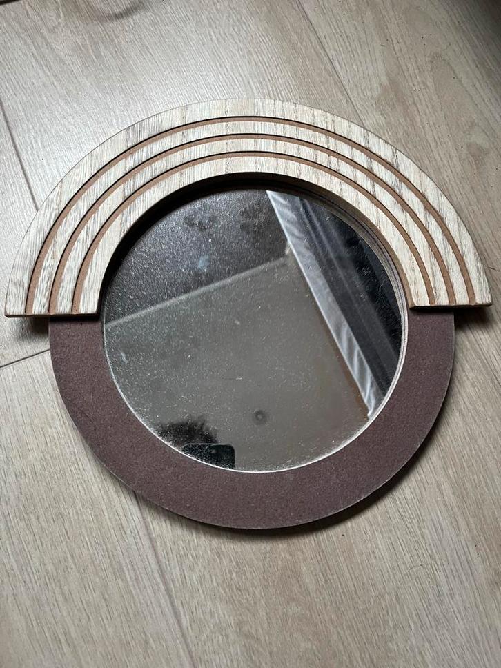 Woood Spiegel, Huis en Inrichting, Woonaccessoires | Spiegels, Zo goed als nieuw, Minder dan 50 cm, Minder dan 100 cm, Rond, Ophalen