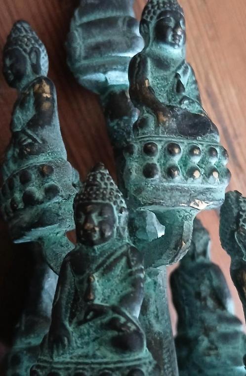 Antieke Thaise zittende Boeddha's in Bodhiboom, Huis en Inrichting, Woonaccessoires | Boeddhabeelden, Gebruikt, Ophalen of Verzenden