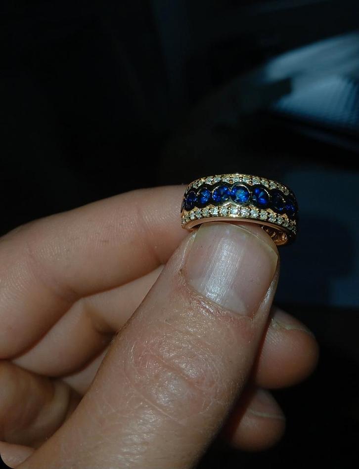 ‼️NEW‼️14K Gouden Ring met Saffier en natuurlijke Diamant, Sieraden, Tassen en Uiterlijk, Ringen, Nieuw, Dame, 17 tot 18, Goud