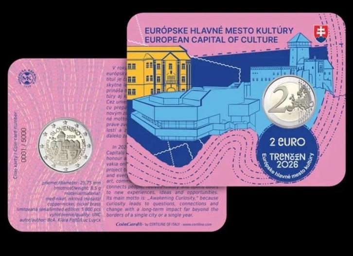 2 euro Slowakije “Culturele Hoofdstad Trenčín’’ BU 2026, Postzegels en Munten, Munten | Europa | Euromunten, Losse munt, 2 euro