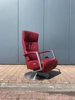 Mooie elektrische rode leren relax fauteuil / relaxstoel, Huis en Inrichting, Fauteuils, Ophalen, Gebruikt, Minder dan 75 cm, Nvt