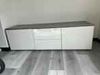 Dressoir kast hoogglans wit met betonlook, Ophalen, 150 tot 200 cm, Zo goed als nieuw, Met lade(s)