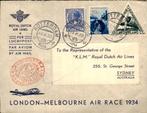 London - Melbourne Race - Frankering - Sempels - 1935, Postzegels en Munten, Brieven en Enveloppen | Nederland, Ophalen of Verzenden