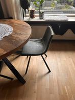 4 Groene Lederen Eetkamerstoelen, Ophalen, Gebruikt, Overige kleuren, Leer