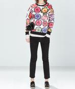 ZARA oversized sweatshirt trui sweater met bloemenprint S, Nieuw, Ophalen of Verzenden, Maat 36 (S), Wit