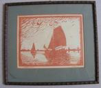 A.H. Nordberg  (1899-1969) - Naar huis Workum -  houtsnede, Ophalen of Verzenden